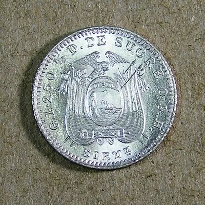 Ecuador 1/2 Decimo (Medio) Silver Coin 1915 BIRMm BU Brilliant Uncirculated • $15.93