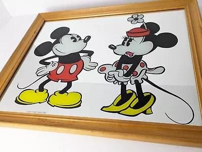 Vintage Walt Disney Mickey & Minnie Mouse Mirror Wall Picture Made In England  • $142.50