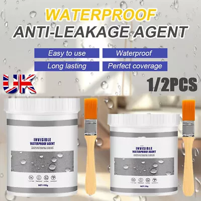 Invisible Waterproof Bonding Wall Adhesive Sealant Anti-leakage Agent W/Brush UK • £10.98