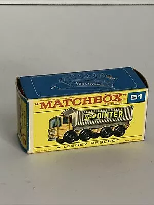 Vintage Original Lesney MatchBox Series #51 8 Wheel Tipper Box Only • $9.99