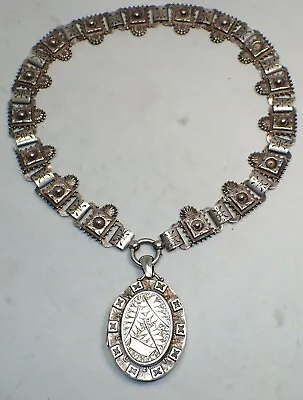 Edwardian Sterling Large Engraved Locket And Book Chain Birmingham Dated 1906 • $599.99