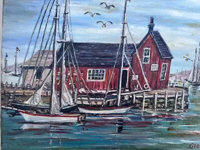 American Art Nautical Coastal Landscape Oil Painting Motif # 1 Rockport MA Boats • $168.75