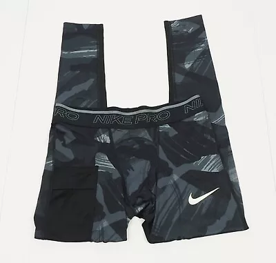 Nike Pro Dri-Fit Black Camo Tight Fit Dry Training Tights Mens Large • $12.99