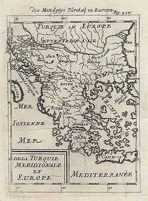 1685 Turkey In Europe Greece The Balkans 17th Century Engraving Map Mallet  • £30