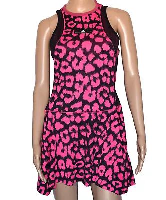 Adidas By Stella McCartney Barricade Tennis Court Dress Hot Pink Leopard Print M • $49.95