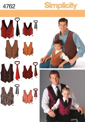 Simplicity Mens & Boys Sewing Pattern 4762 Waistcoats & Ties (Simplic... • £14.99