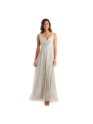 R&M RICHARDS Womens Beige Lined Sleeveless Tea-Length Evening Gown Dress 6 • $16.99