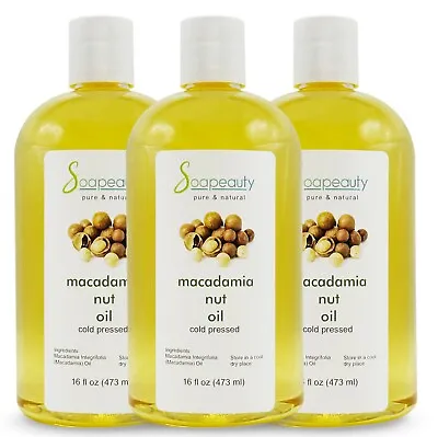 Macadamia Nut Oil Cold Pressed Pure Natural 48 Oz (3 X 16) • $30.15