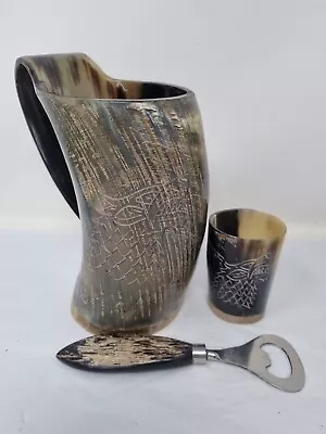 Viking Culture Ox Horn Mug Shot Glass Bottle Opener Ale Mead Beer Lager Tankard  • $24.85