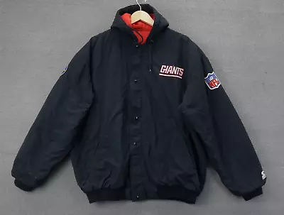 Vintage New York Giants Starter Authentic Pro Line Hooded Jacket Black Size XL • $79.99