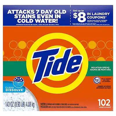 Tide Mountain Spring Powder Laundry Detergent 143 Oz 102 Loads • $22.94