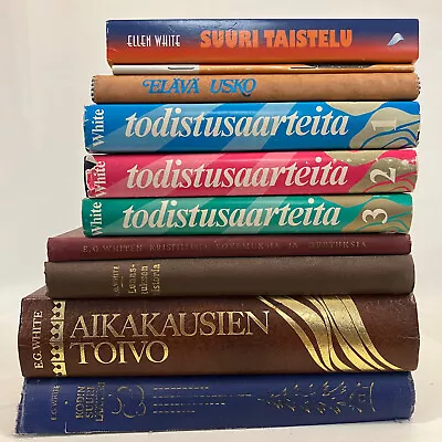 Ellen G White Assorted Lot Of 10 Books IN FINNISH HCDJ TPB Christian Living  • $24.99