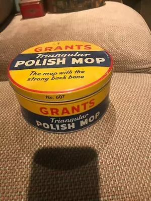 Vintage Triangular Polish Mop Tin 7” W. T. Grants No. 607 Nice Very Rare • $10.95