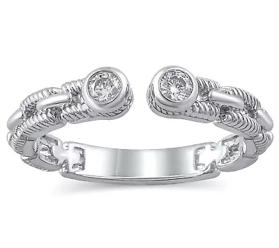 Judith Ripka Sterling Silver Round Cut 0.10 CTTW Cubic Zirconia Ring For Women • $30.39