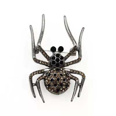 Cute Crystal Rhinestone Spider Insect Brooch Pin Jewelry Gift • $6.99