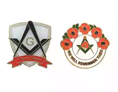 1 Years A Mason Masonic With G Badge And Masonic We Will Remember Enamel Badge • £9.99