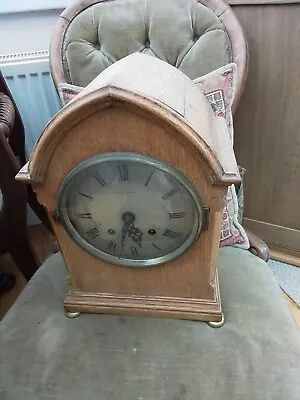 Lovely Antique Solid Oak Bracket Clock For Restoration • $94.74