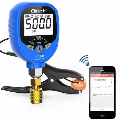 Elitech PT-500 Wireless Refrigeration Pressure Gauge HVAC A/C Manifold Gauge APP • $89.99