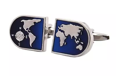 World Map Travel Gift Cuff Links Travel Gift Cruising Gift By CUFFLINKS DIRECT • £24.99