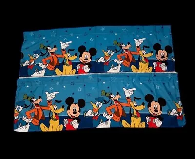 VTG Disney Mickey Mouse & Friends Goofy Pluto Donald Duck Kids Valances Set Of 2 • $59.95