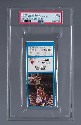 Psa 8 Nmt/mt - Michael Jordan 50 Points 1992 Nba Chicago Bulls Ticket Stub 3/24 • $199