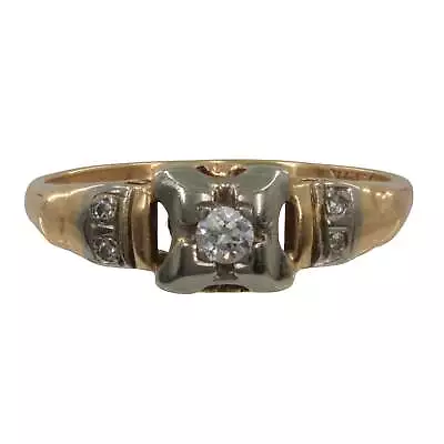 Vintage 10k Two-tone Gold Art Deco Diamond Ring • $189.99