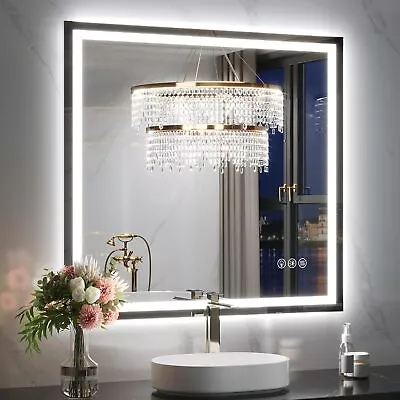 3 Colors LED Bathroom Mirror Front-Backlit Illuminate Wall Vanity Mirror Antifog • $461.69