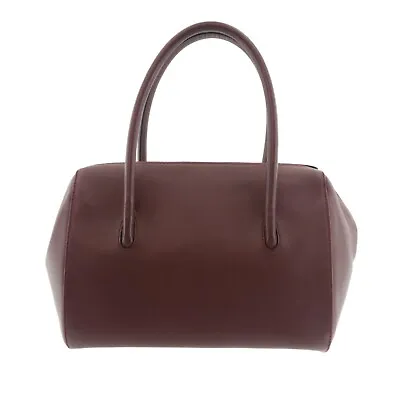 $145 • Buy Authentic Cartier Must De Hand Bag Bordeaux Leather #f26979