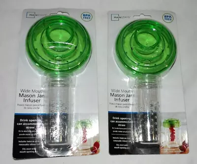 MASON Jar INFUSER Wide Mouth Accommodate Straw Mainstay NEW LOT Of 2 • $7