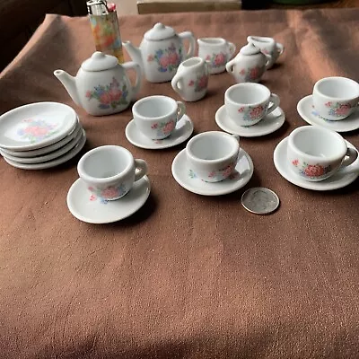 25 Pcs Mini Ceramic Tea Set Gift Girls Kids Party Dollhouse Porcelain Chinaware • $24.99