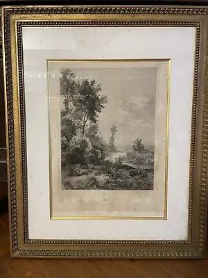 Large Georgian 18th 19th Century Signed Engraving Gilt Frame Landscape River • £60