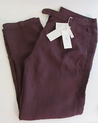 Mens Massimo Alba Plum Linen Canvas Trouser NWT Italian Size 54 • $79.99
