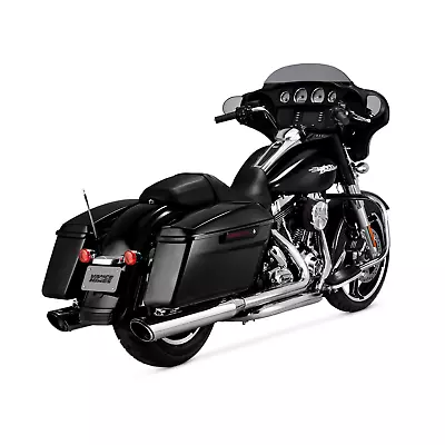 Vance & Hines Chrome 4  Twin Slash Round Slip On Mufflers Harley Touring 95-16 • $475