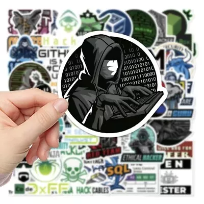 50 Computer Hacker Sticker Bomb Pack Kit Bundle Red Team Pen Tester Linux Coder • £6.49