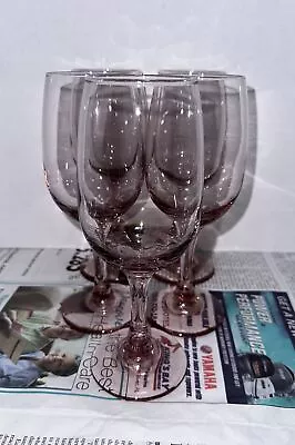 5 Vintage Libbey Premiere Pink Water Goblets Wine Glasses Set Elegant Stemware • $35