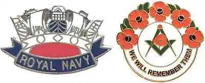 £8.99 • Buy Large Royal Navy Crown Military Badge And Masonic We Will Remember Enamel Badge