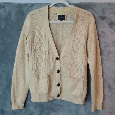 I LOVE H81 Cardigan Sweater Womens Medium Cream Knit Wool Blend Light Academia • $19.88