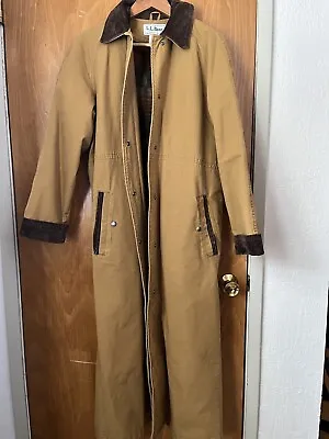 Vintage LL Bean Canvas Wool-Lined Duster Coat Made In USA Jacket Chore Small • $120