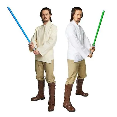 Adult Star Wars Jedi Luke Skywalker Obi Wan Costume Tunic Shirt Belt White Beige • $29.37