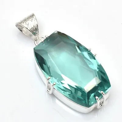 Beautiful Aquamarine Gemstone Handmade Pendant Jewelry Party Wear 1.8  NP 104 • $4.99