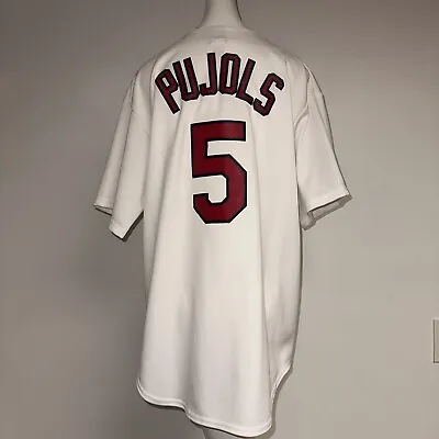 Vintage Majestic MLB St. Louis Cardinals Albert Pujols 5 White Jersey Mens Large • $120