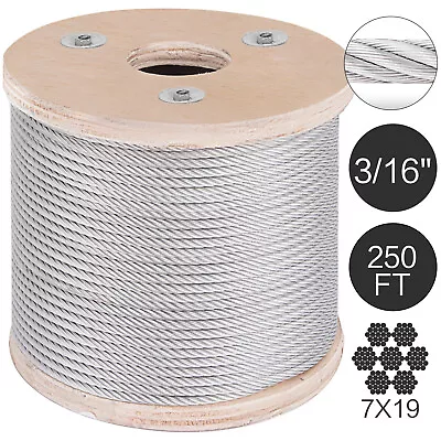 VEVOR T304 3/16  Stainless Steel Cable Wire Rope 7x19 250/500ft Railing Kit • $55.99