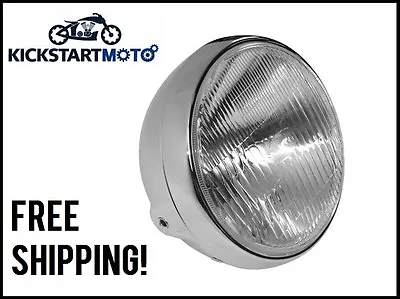 7 Inch Chrome Headlight For Choppers Customs British And Cafe Racers Motorcycle • $99.95