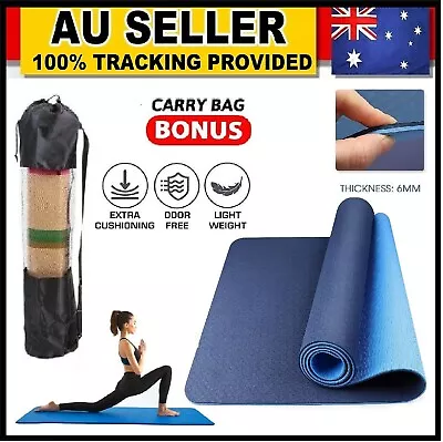 Eco-Friendly TPE Yoga Mat Exercise Fitness Gym Non Slip Washable Workout Matress • $24.49