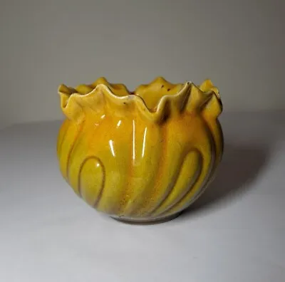 Antique BRETBY ART POTTERY Majolica JARDINIERE Yellow Vase Planter  1900s • £53.08