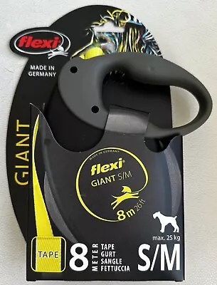 Flexi Giant Neon Tape Black Medium 8m Retractable Dog Leash/Lead • £19.99