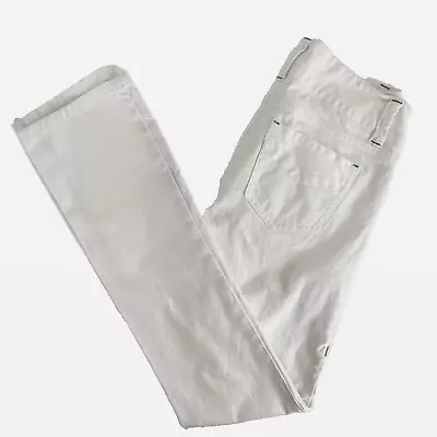 Cabi Womens Jeans Size 2 White Lou Lou Straight Leg Mid Rise Stretch • $14