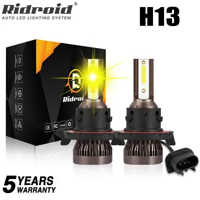 2X H13 9008 LED Headlight Super Bright Bulbs Kit 26000LM Yellow Hi-Lo Beam 3000K • $12.99