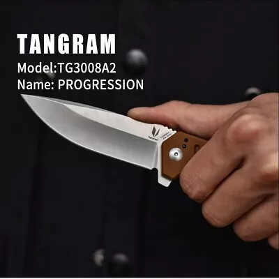 Tangram Folding Knife G10 Handle ACUTO440 Blade Steel Hunting Knife TG3008A2 • $31.92