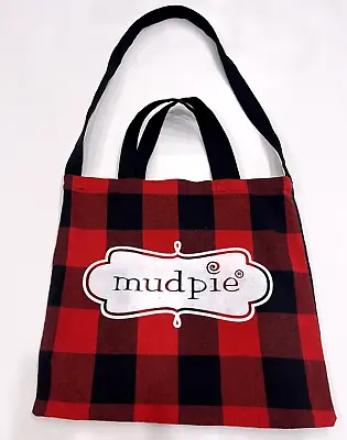 Mud Pie Tote/Book Bag Black/Red Pattern 15x14 In • $12.95